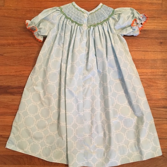 Shrimp & Grits Pumpkin Smocked Dress In Blue - 3T - Picture 6 of 8